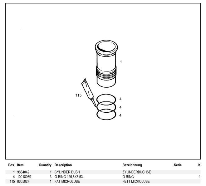 9884842 Втулка цилиндра для дизельного двигателя Liebherr D926 D936 D946